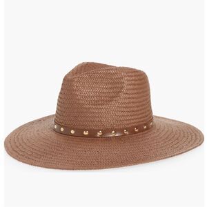 Madewell Wide Brim Straw‎ Fedora Hat, Chocolate Raisin Brown, S/M, NWT